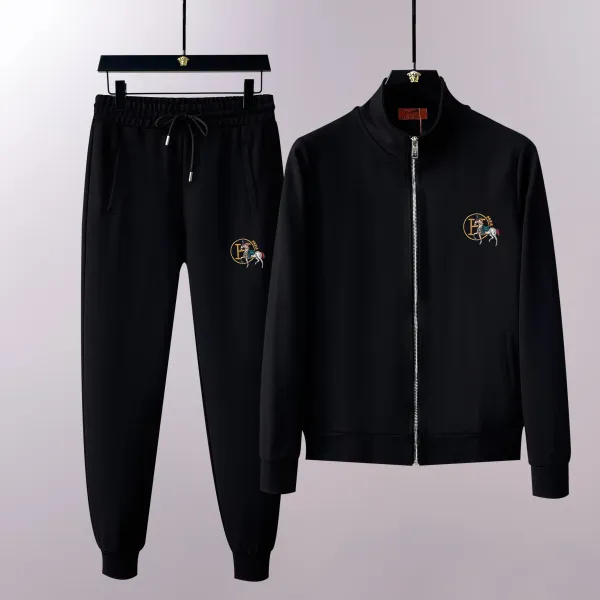 Hermès Equestrian Logo Black Tracksuit Sets - 1