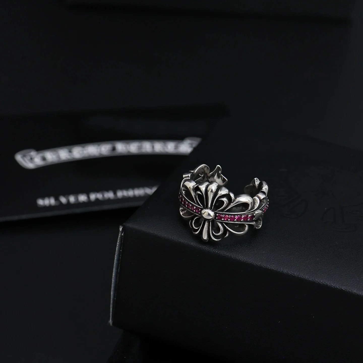 Chrome Hearts Jewelry Cross and Floral Motif Rings — 3