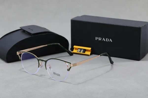 Prada Optical Glasses Green and Gold Metal Frame - 1