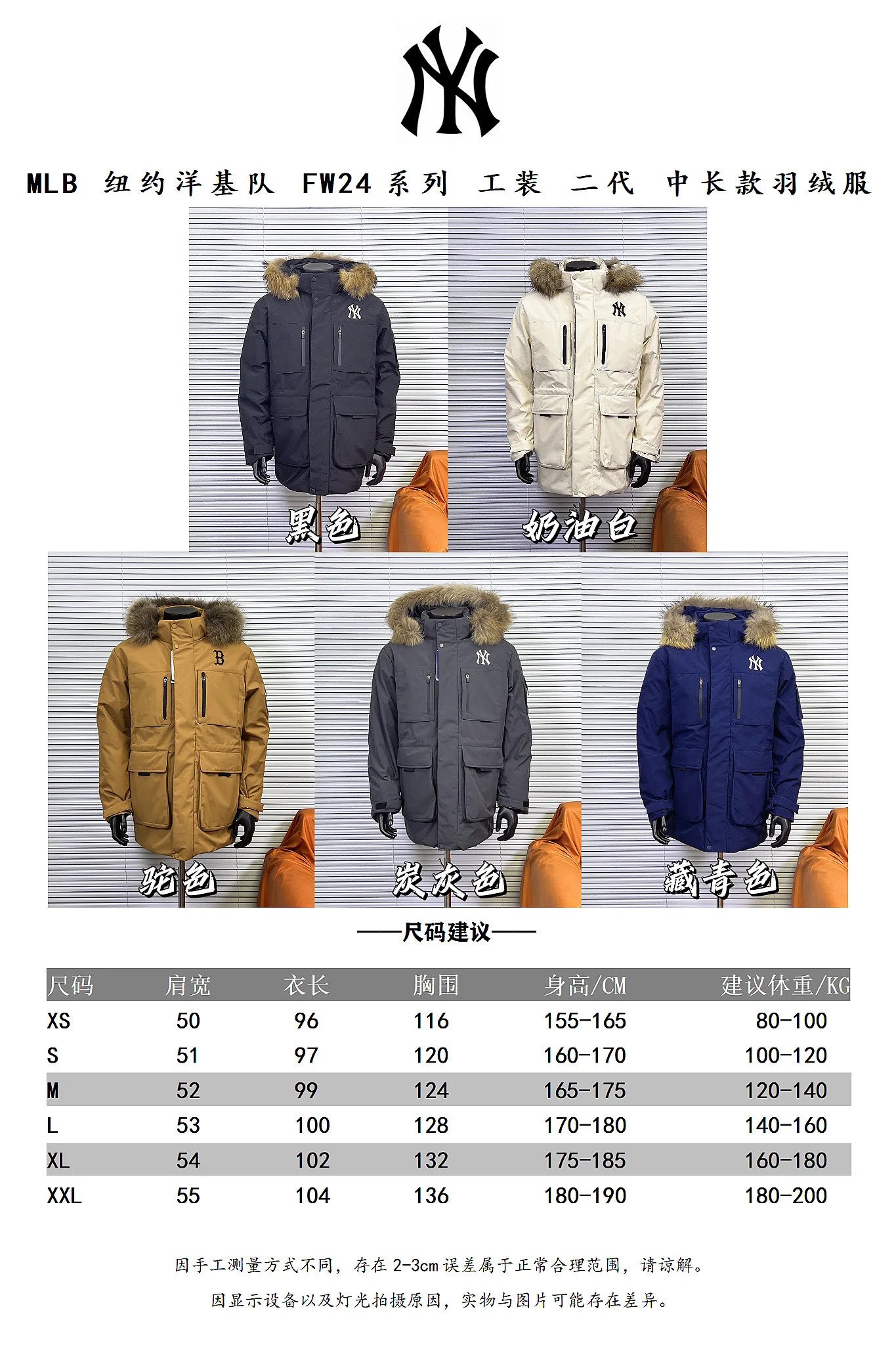 MLB New York Yankees Parka Off-White with Fur Trim - 2