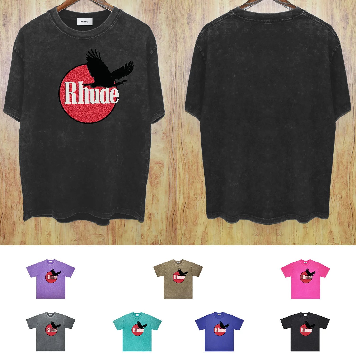 Rhude Eagle Logo Acid Wash T-S