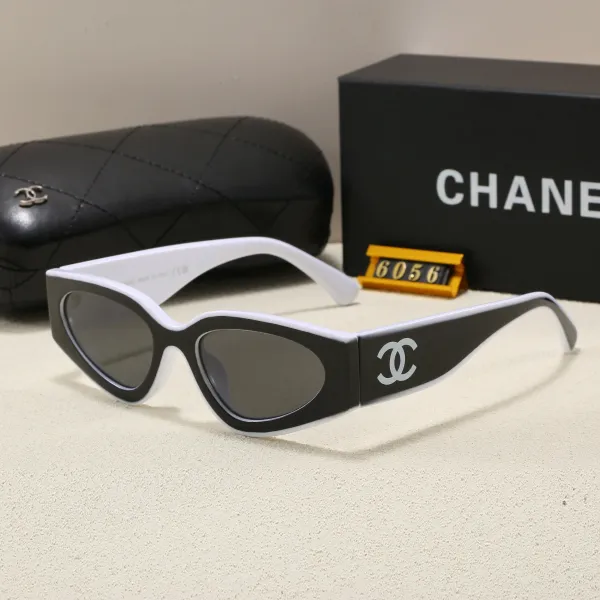 Chanel Cat-Eye Sunglasses Black and White with CC Logo - 1