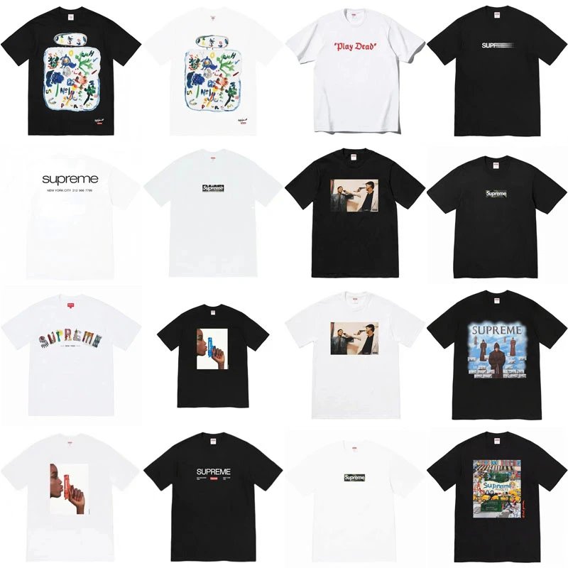 Supreme Black and White Graphic T-Shirt Collection
