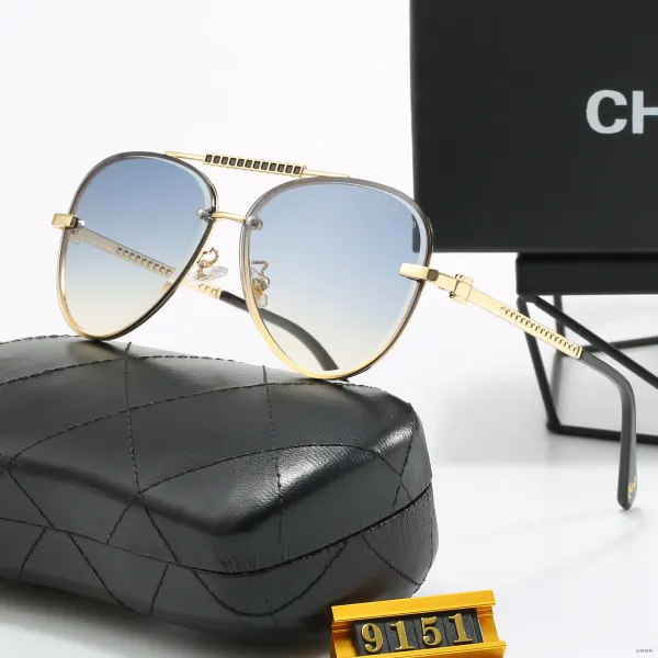 Chanel Aviator-Style Gradient Blue Gold Sunglasses - 1