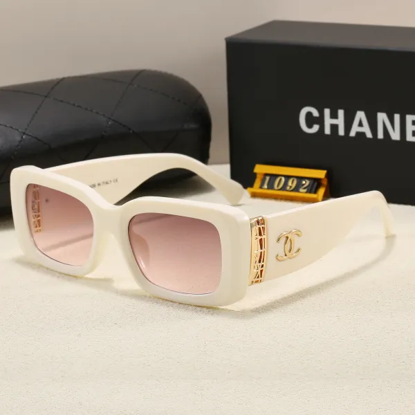 Chanel Square Frame Sunglasses with Gold CC Logo and Pink Gradient Lenses - 1