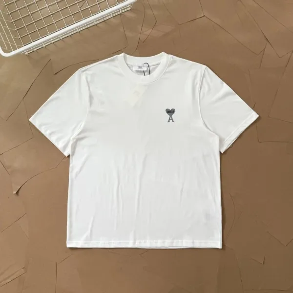 Ami Paris Heart Logo T-Shirt White - 1