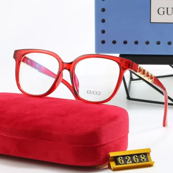 Gucci Optical Glasses Red Acetate Frame with Gold Logo Temples Eyewear - 1