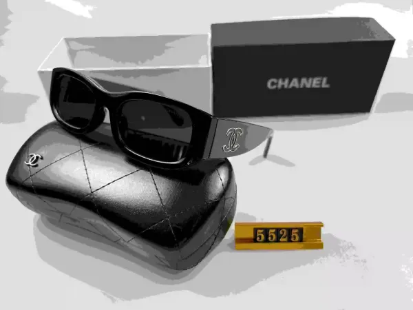 Chanel Black Acetate Sunglasses with CC Logo - 1