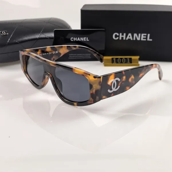 Chanel Tortoiseshell CC Logo Shield Sunglasses - 1