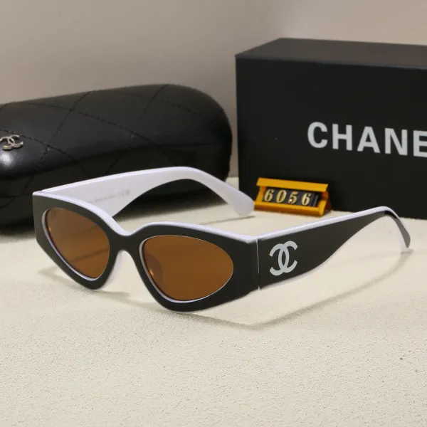 Chanel Cat-Eye Sunglasses Black and White with CC Logo - 1