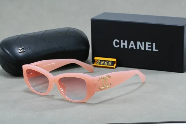 Chanel CC Logo Pink Acetate Sunglasses - 1
