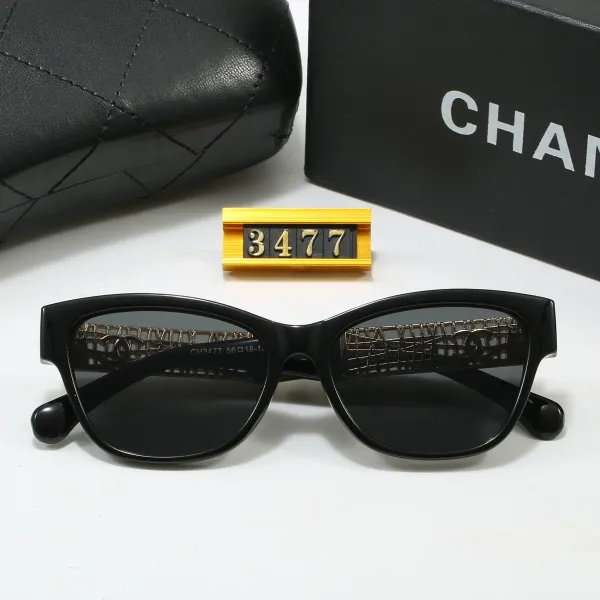 Chanel CH3477 Black Acetate Sunglasses with CC Logo Lattice Detail - 1