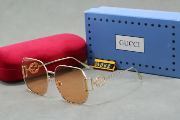 Gucci GG Marmont Square Sunglasses Gold Brown Gradient Sunglasses - 1
