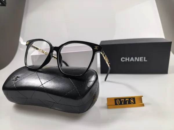 Chanel Optical Glasses Black with Gold Chain Detail Eyewear - 1