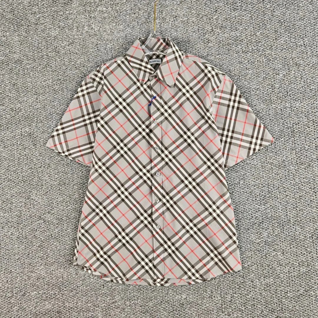Burberry Classic Check Short-Sleeve Shirt Gray