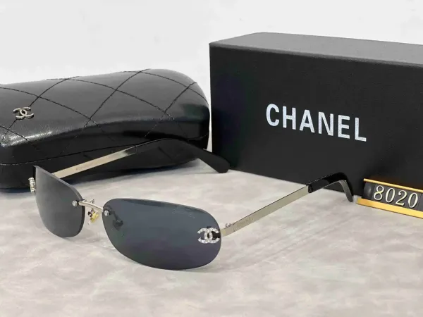 Chanel Rimless Sunglasses with CC Logo Crystal Detail Black - 1