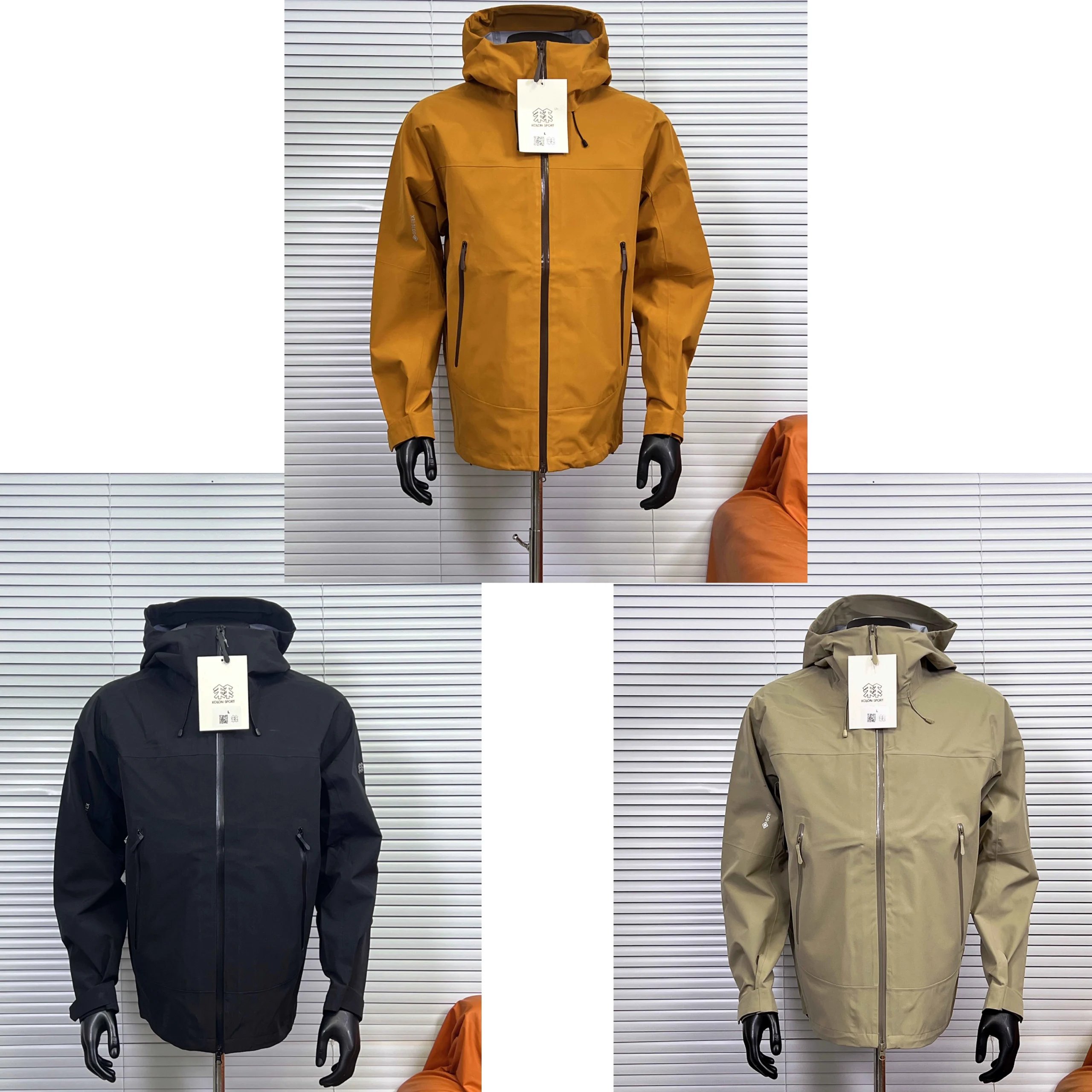 Arc'teryx Black/Gold/Beige Hooded Waterproof Jacket