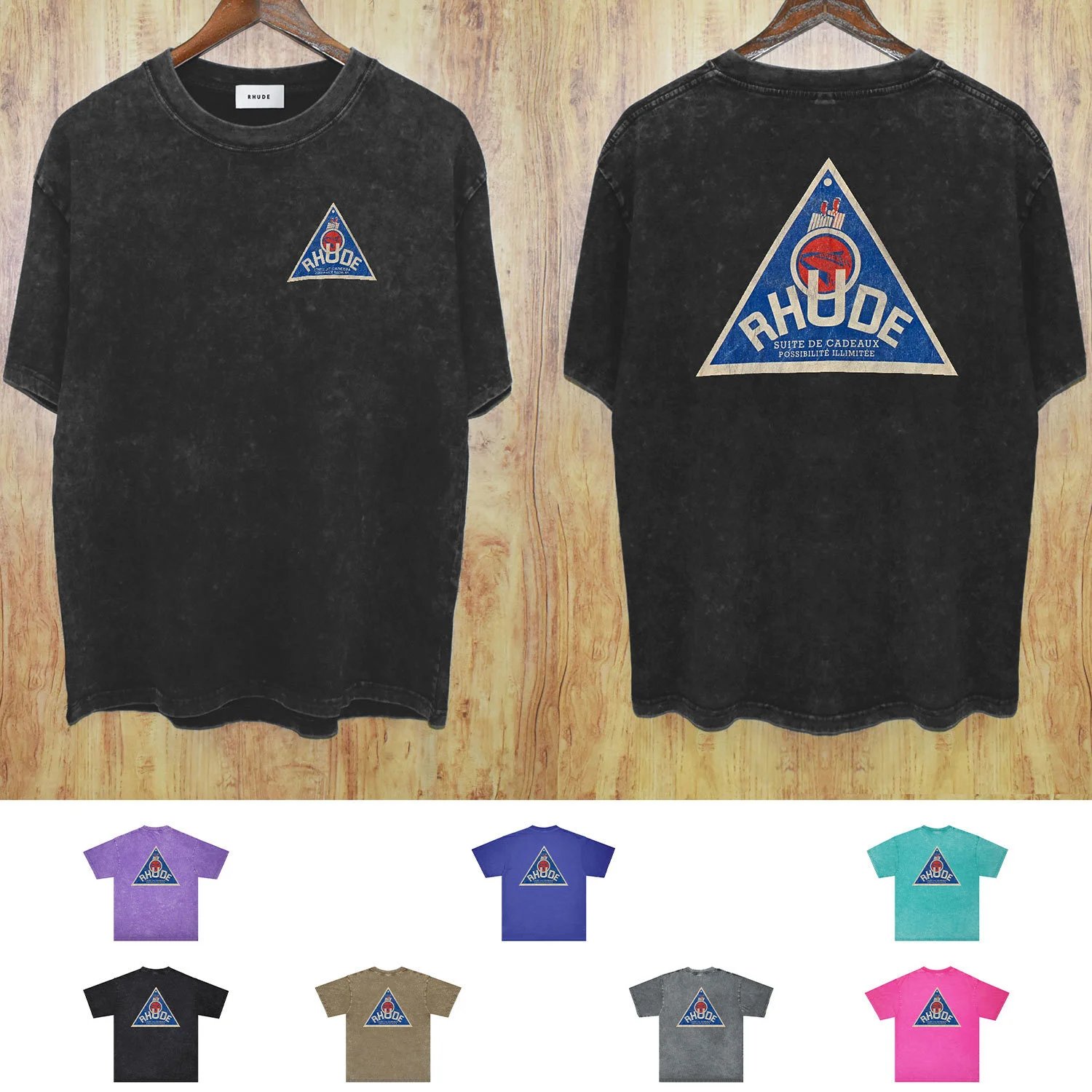 RHUDE Triangle Logo Washed T-S