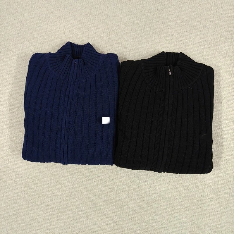Men's Fleece Lined Knit Cardigan Men's Zipper and Velvet Sweater cardigan 503304 E