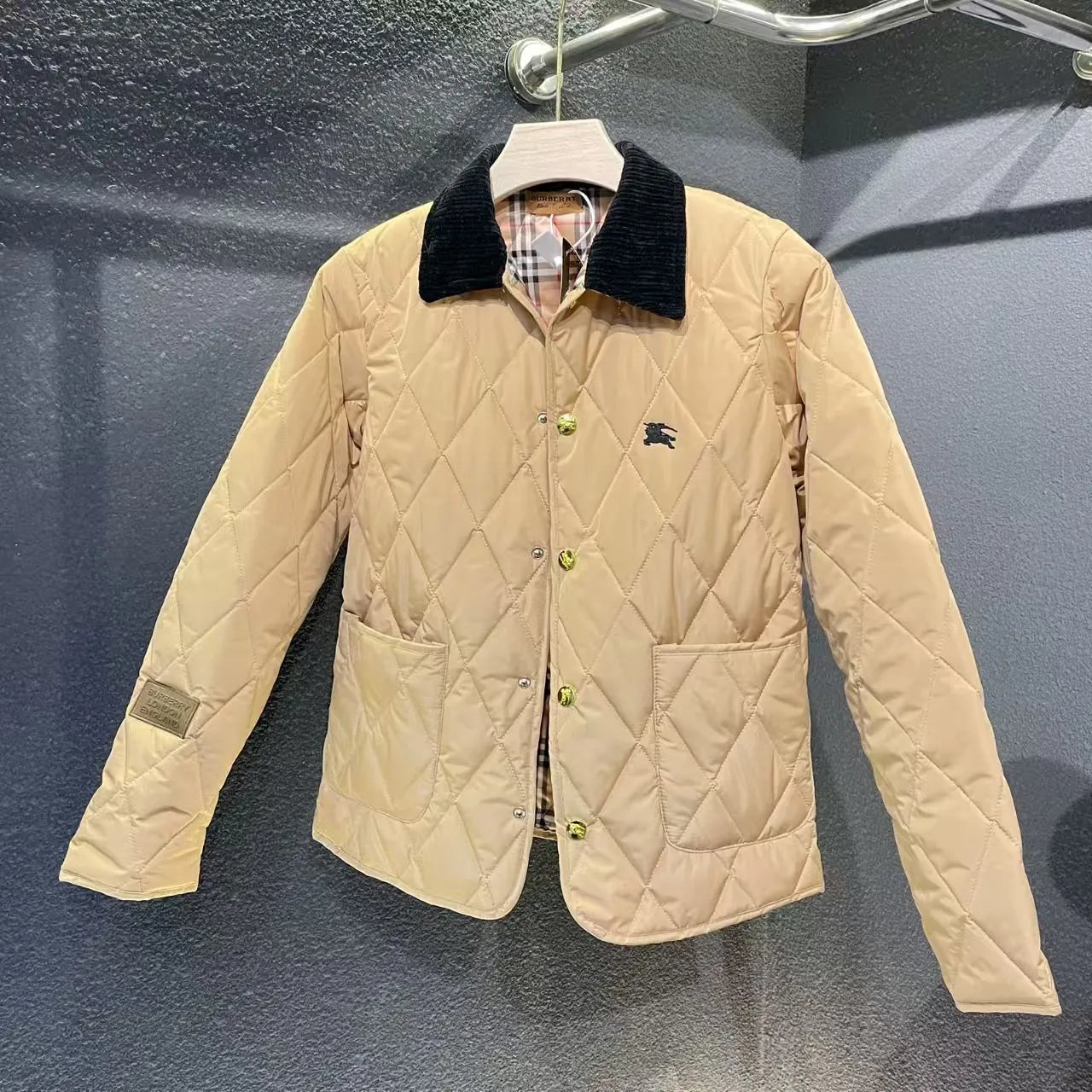 战马棉服夹克卡其色