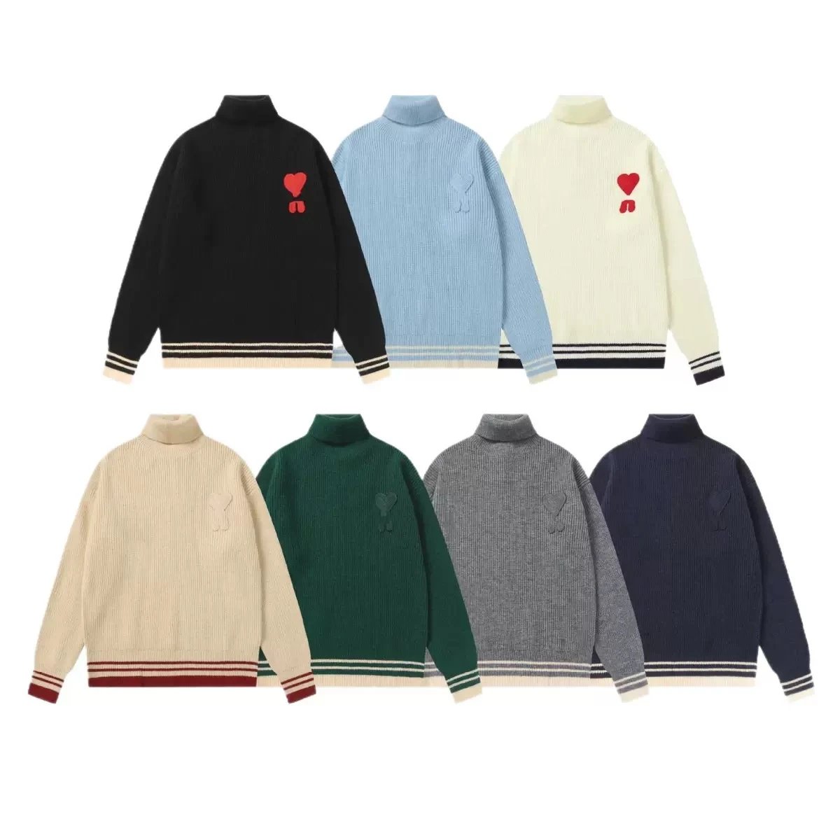 Ami Paris Black Turtleneck Swe