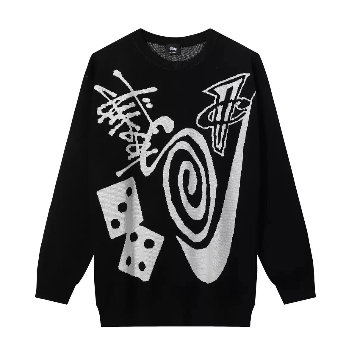 Stussy Oversized Pink Graphic Knit Sweater