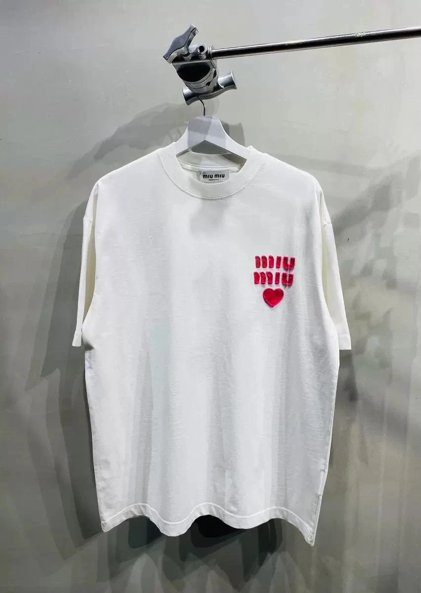 Miu Miu Gray Washed Cotton Oversized T-Shirt