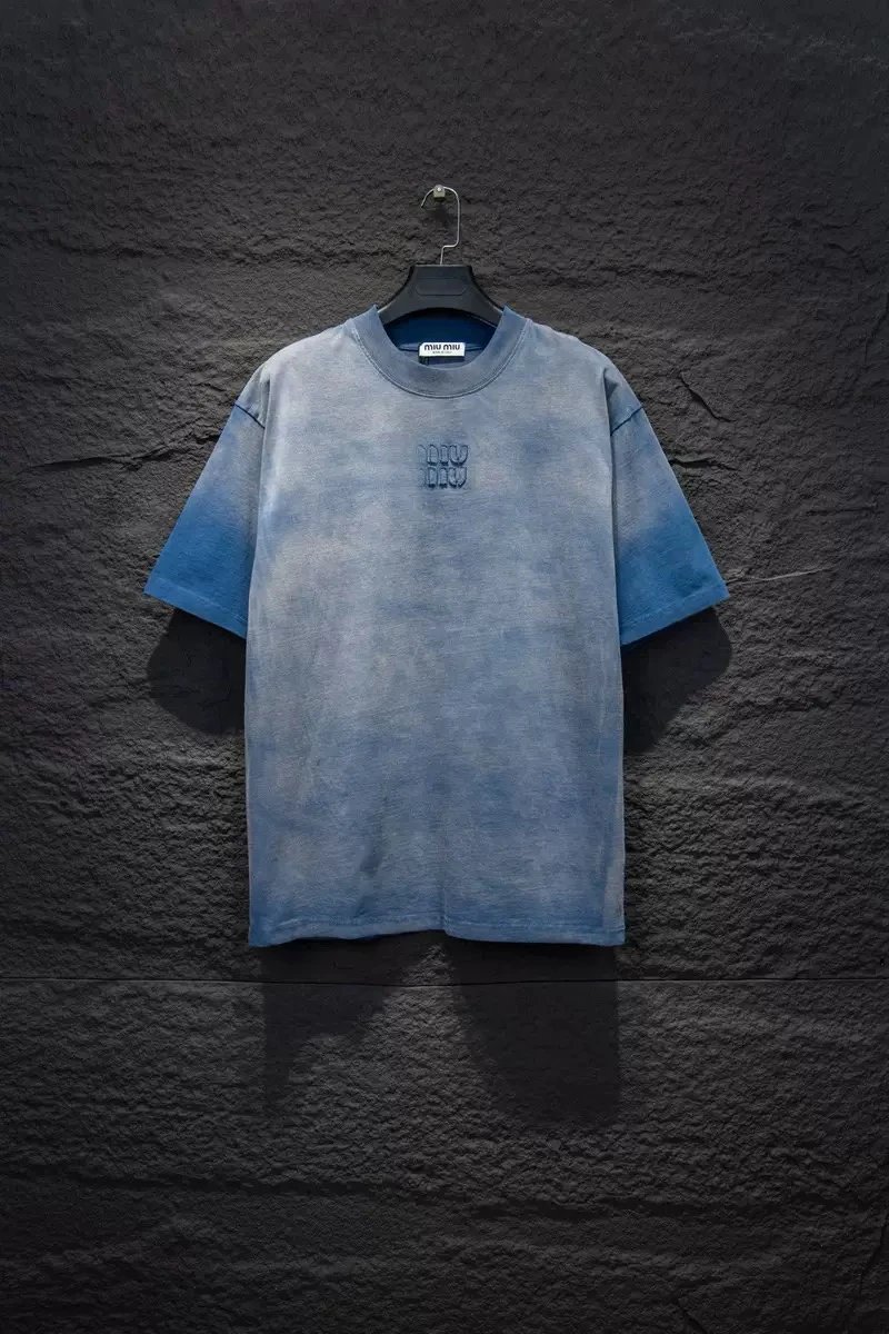 Miu Miu Gray Washed Cotton Oversized T-Shirt