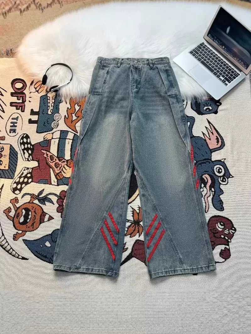 Blue Wide-Leg Denim Jeans