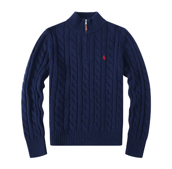 Ralph Lauren Navy Cable Knit Half-Zip Sweater
