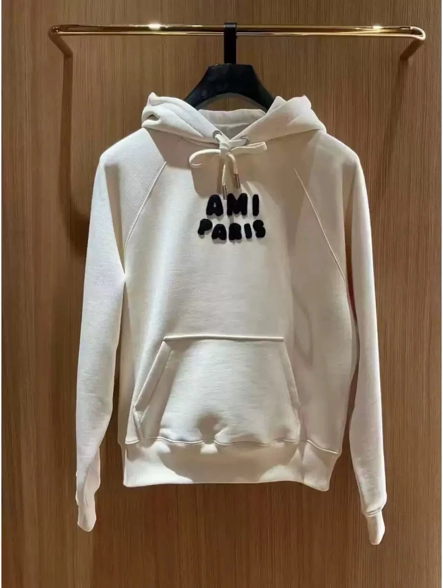 AMI Paris White Hoodie