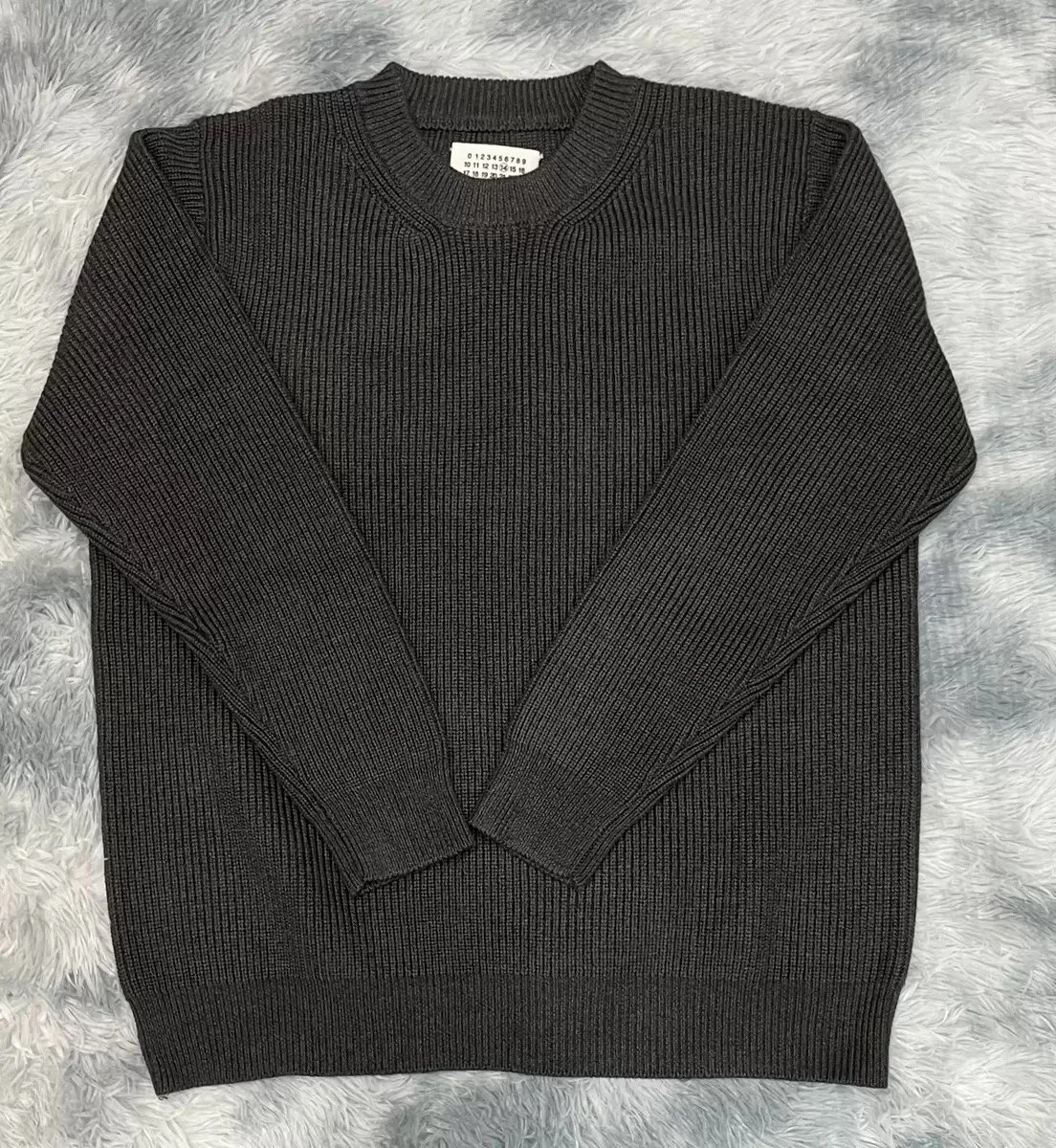Maison Margiela Replica Black Gray Ribbed Turtleneck Sweater