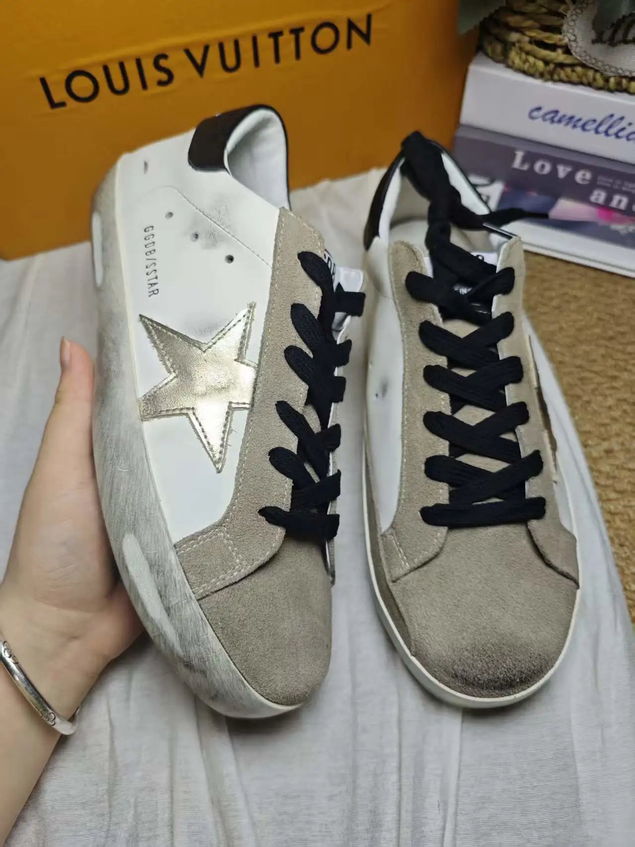 Golden Goose Sstar White Glitter Star Casual Sneakers