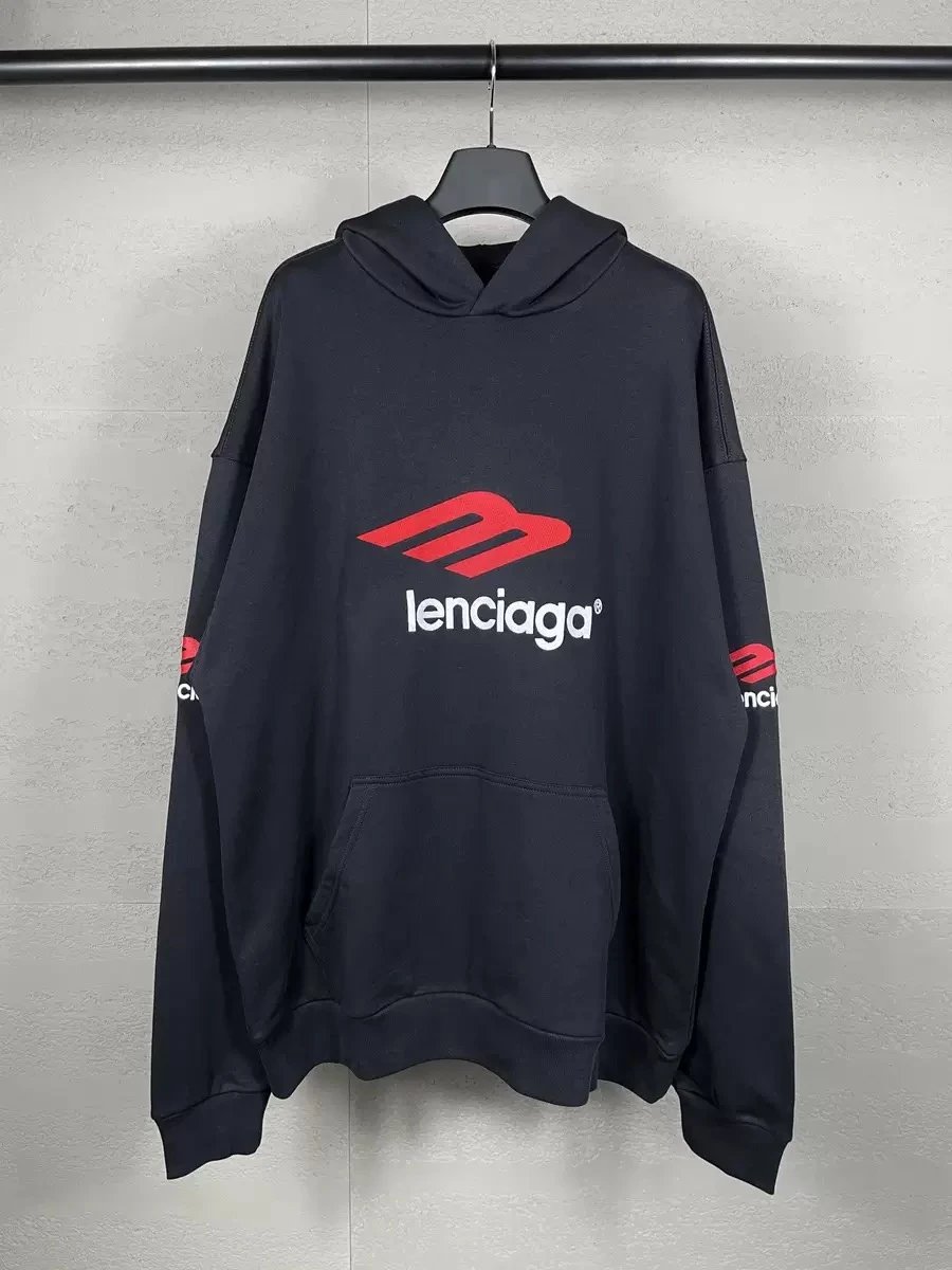 Lenciaga Graphic Print Black Oversized Long Sleeve T-Shirt