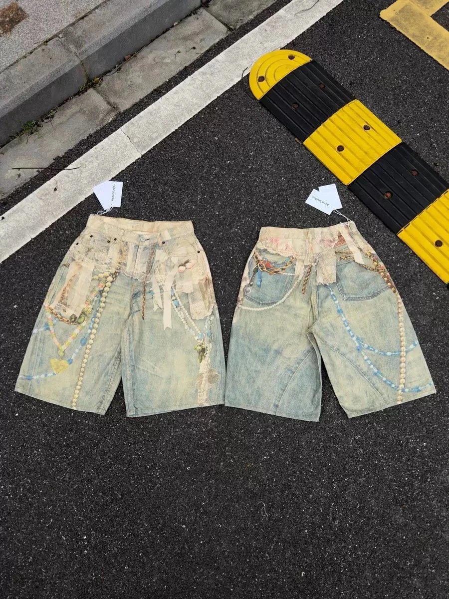 Ink Splatter Mud Dye Washed Denim Shorts photo 6