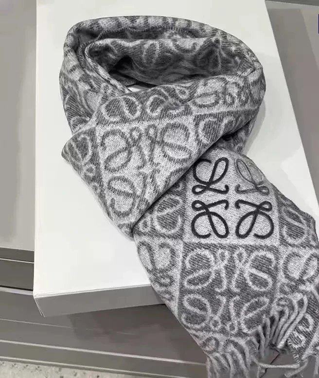 Loewe Anagram Embossed Cashmere Wool Scarf photo 6