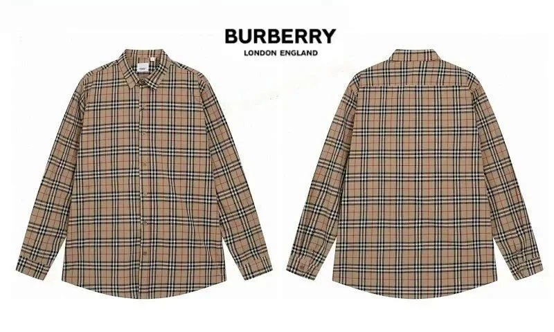 Burberry Check Print Beige Navy Blue Classic Shirt