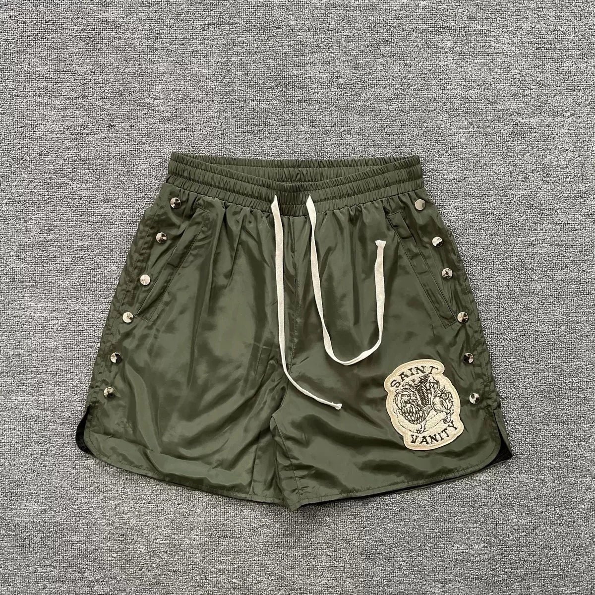 Represent Short Sleeve Shirt And Shorts Set Cream Green Navy Sporty