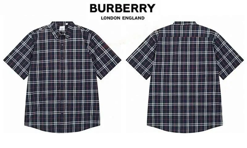 Burberry Check Print Beige Navy Blue Classic Shirt