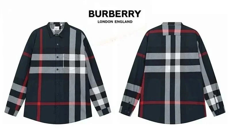 Burberry Check Print Beige Navy Blue Classic Shirt
