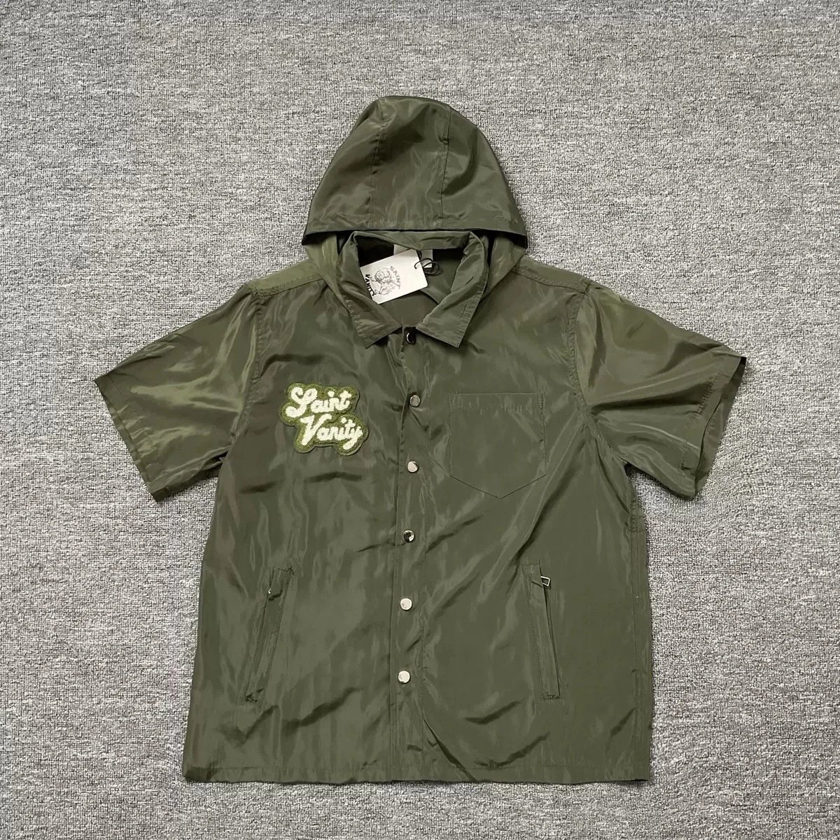 Represent Short Sleeve Shirt And Shorts Set Cream Green Navy Sporty