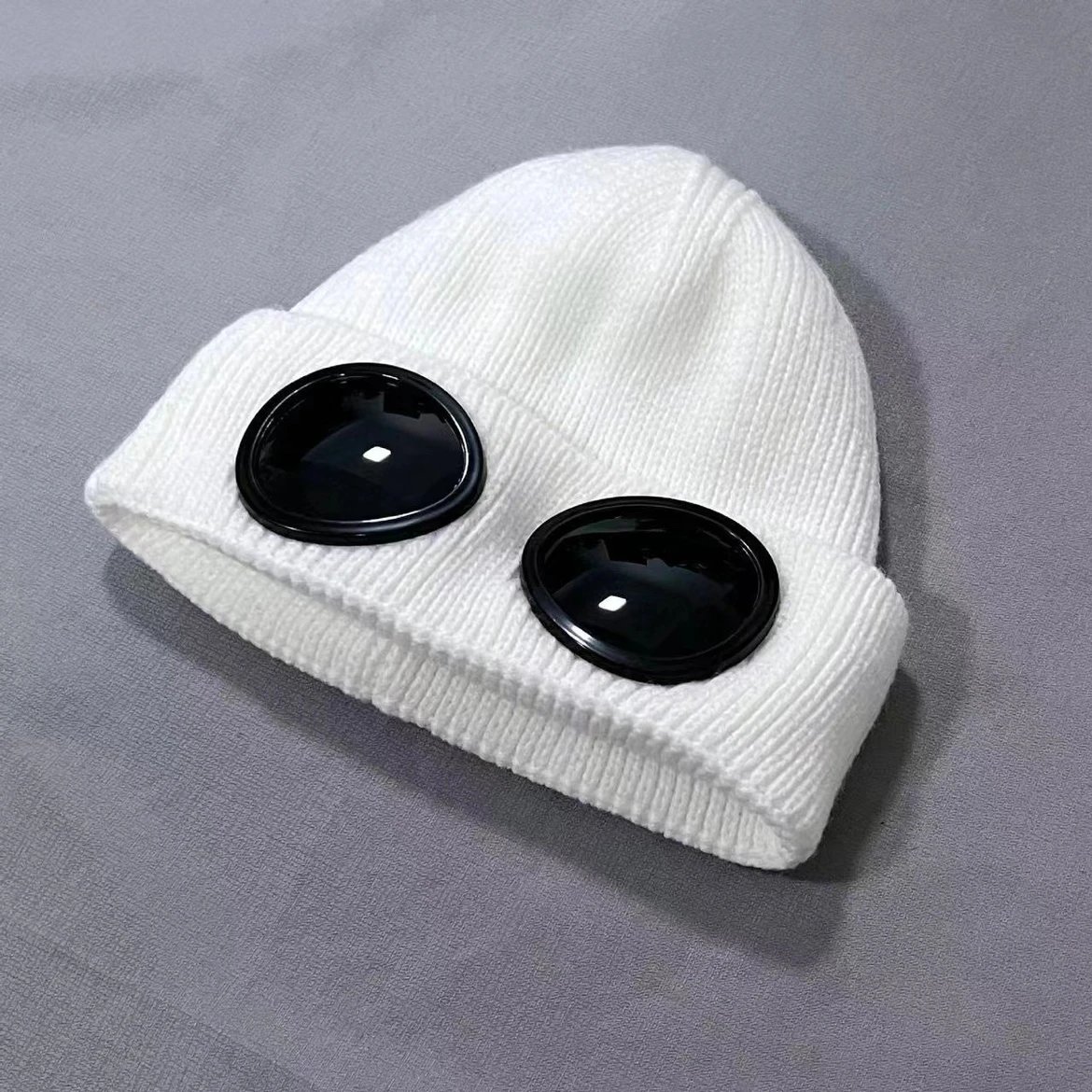Olive Green Knit Beanie with Oversized Round Sunglasses Style