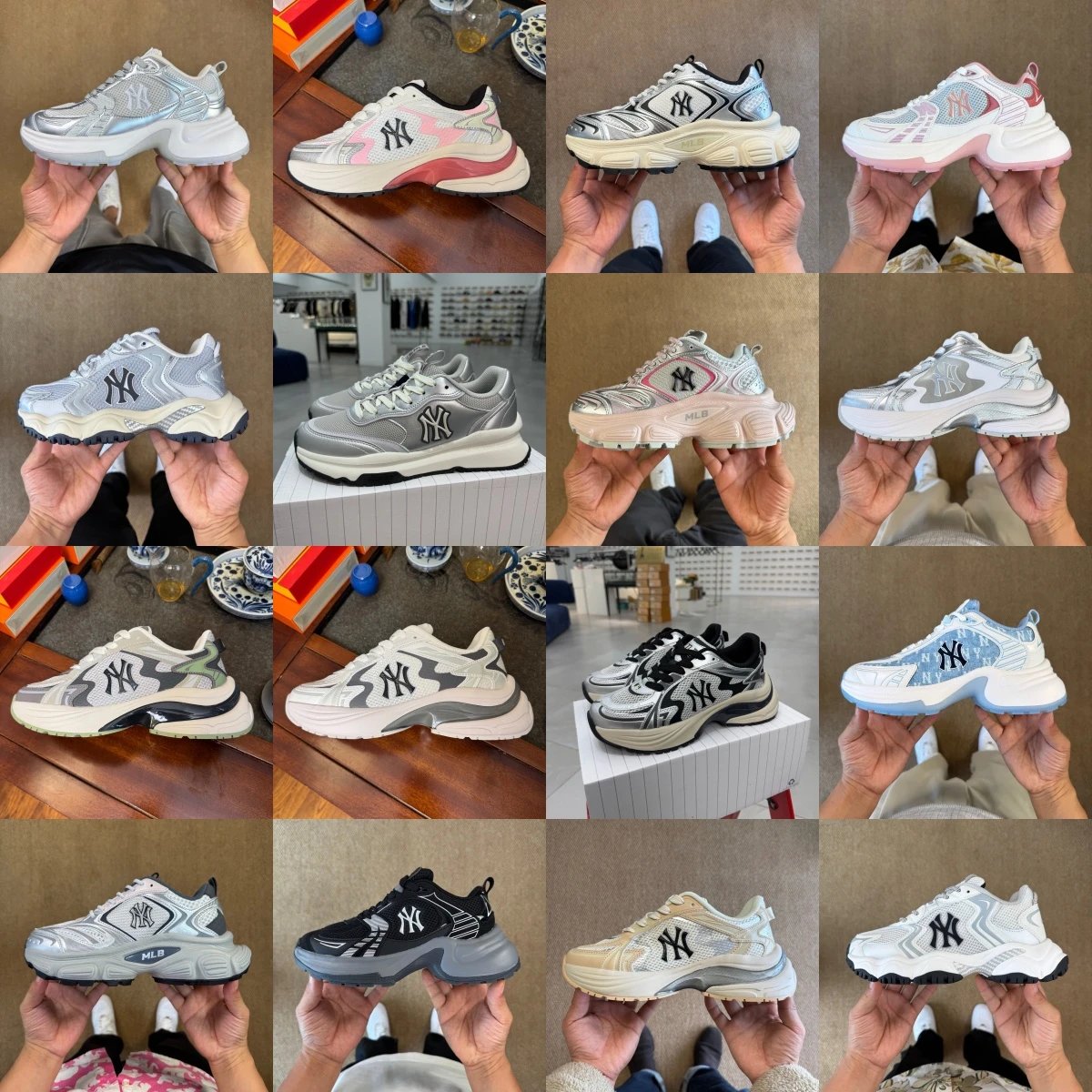 New York Yankees men's and women's sneakers thick-soled height-enhancing dad shoes