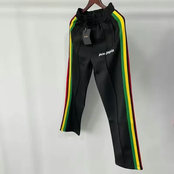 Palm Angels Track Pants Black with Rasta Stripes Sweatpants - 1