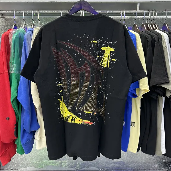 Design Mind Emptiness Lizard Rider Rhinestone Graphic T-Shirt Black T-Shirts - 7