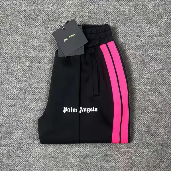 Palm Angels Track Pants Black Pink Stripe Sweatpants - 1