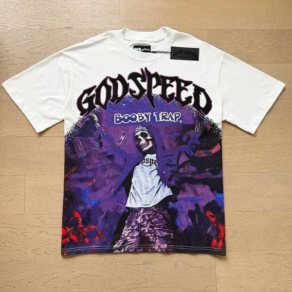 Godspeed Booby Trap Graphic Print White T-Shirt - 1
