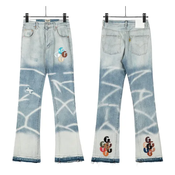 Gallery Dept Cross-Print Wide-Leg Distressed Jeans - 6