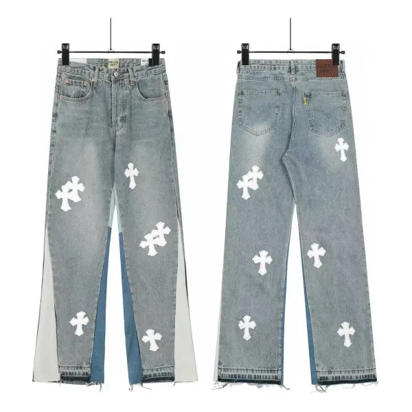 Gallery Dept Cross-Print Wide-Leg Distressed Jeans - 5
