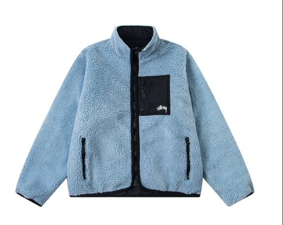 Stussy Autumn Lambswool Stand Collar Sweatshirt Fleece Zip-Up Jacket photo 2